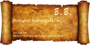 Butyka Barnabás névjegykártya